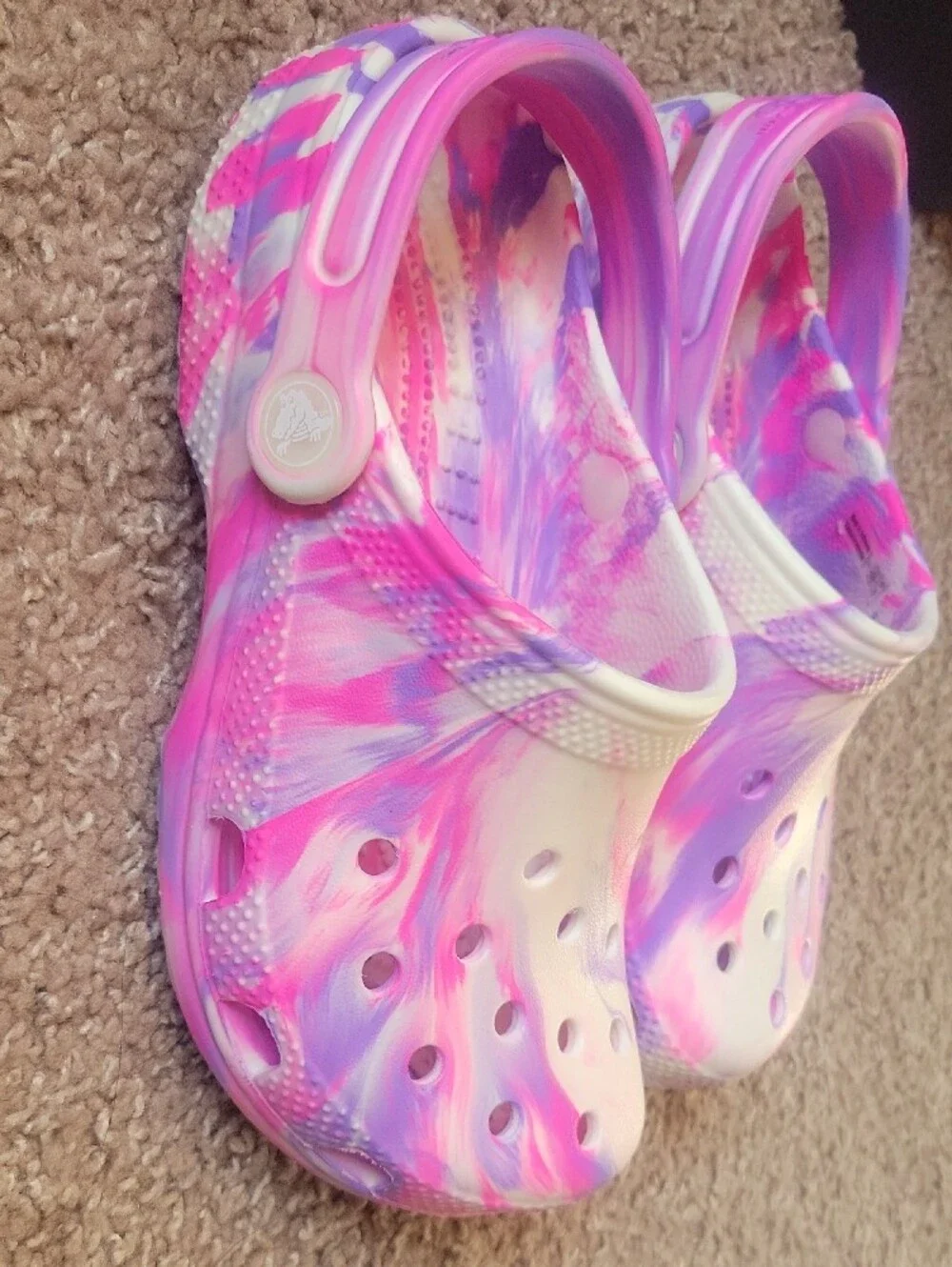 CROCS Kids Marble Swirl Clogs - Pink & Purple